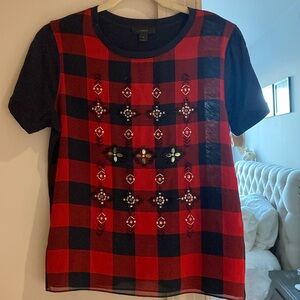 j crew short sleeve embellished blouse